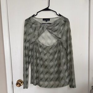 Eloquii Olive Wave Mesh Pattern Top